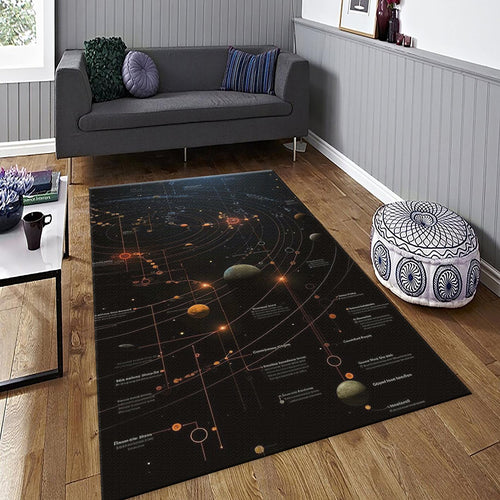 Sci-fi Solar System Rug, Celestial Map