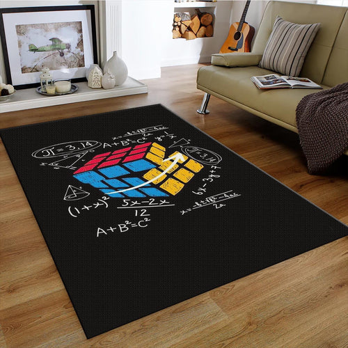 Math Formulas Rug, Puzzle Cube Art STEM Decor Gift Geek Nerd