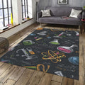 Colorful Science Rug, STEM Decor Chemistry Lab Art Geek Nerd