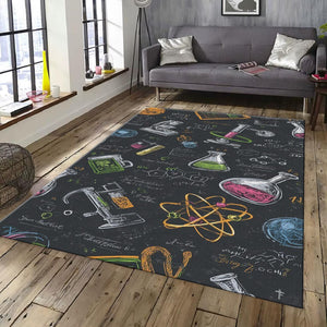 Colorful Science Rug, STEM Decor Chemistry Lab Art Geek Nerd