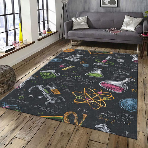 Colorful Science Rug, STEM Decor Chemistry Lab Art Geek Nerd
