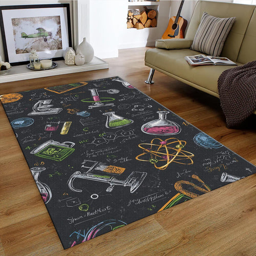 Colorful Science Rug, STEM Decor Chemistry Lab Art Geek Nerd