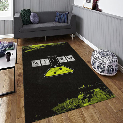 Science Rug, Periodic Table Art Neon Green Grunge Decor Chemistry
