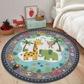 Safari Animals Round Rug Personalized Kids Nursery Decor
