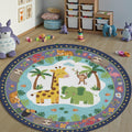 Safari Animals Round Rug Personalized Kids Nursery Decor