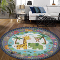 Safari Animals Round Rug Personalized Kids Nursery Decor