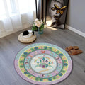 Princess Castle Round Rug Pastel Nursery Playroom Decor
