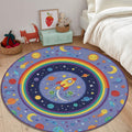Kids Space Rug Rocket, Aliens, Rainbow Nursery Decor