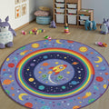Kids Space Rug Rocket, Aliens, Rainbow Nursery Decor