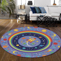 Kids Space Rug Rocket, Aliens, Rainbow Nursery Decor