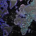 Neon World Map Rug, Cyberpunk Style