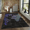 Neon World Map Rug, Cyberpunk Style