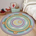Pastel Nursery Rug Celestial Sun, Moon & Rainbow Kids Playroom