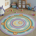 Pastel Nursery Rug Celestial Sun, Moon & Rainbow Kids Playroom