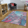 Kawaii Anime Rug, Pastel Pink Decor