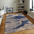 Japanese Wave Rug, Ukiyo-e Woodblock Art