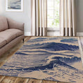 Japanese Wave Rug, Ukiyo-e Woodblock Art