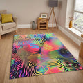 Psychedelic Abstract Rug, Trippy Neon Art
