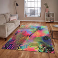 Psychedelic Abstract Rug, Trippy Neon Art