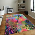 Psychedelic Abstract Rug, Trippy Neon Art