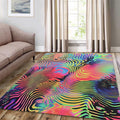 Psychedelic Abstract Rug, Trippy Neon Art