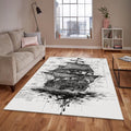 Vintage Pirate Ship Rug, Nautical Sketch Art