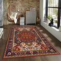 Traditional Oriental Rug, Red and Navy Blue