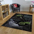 Cyberpunk Schematic Rug, Green & Black