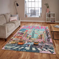 Pink Japan Rug, Tokyo Street Collage