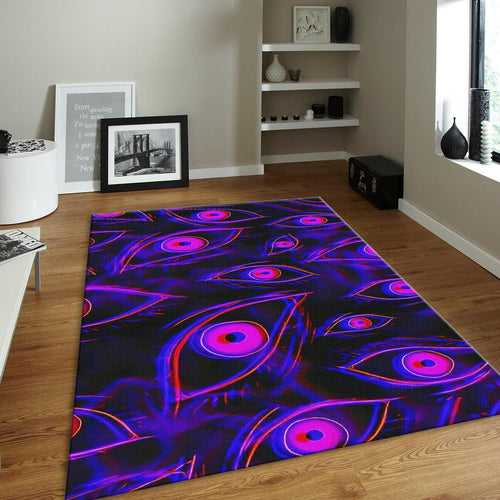 Psychedelic Eye Rug, Trippy Glitch Art