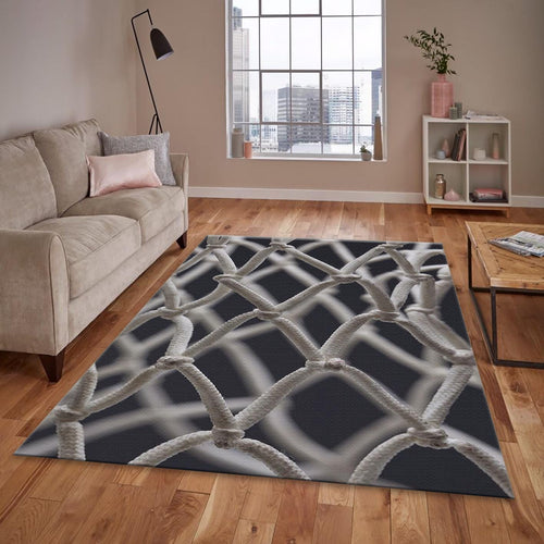 Minimalist Basketball Net Rug, Abstract Sports Art