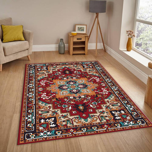 Traditional Oriental Rug, Red and Teal