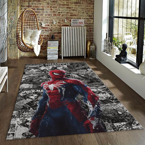 Spider-Man Rug, Marvel Gaming Art Retro Comic Book Decor Gamer