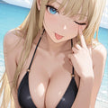 Sexy Blonde Waifu Rug, Anime Bikini Girl