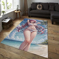 Sexy Pink Hair Waifu Rug, Anime Bikini Girl