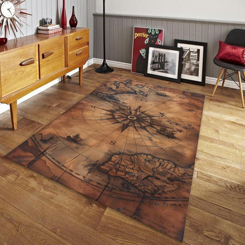 Vintage Map Rug, Old World Nautical Decor