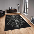 Goth Decor Rug, Dark Fantasy Art Macabre Skull Design Gothic Home