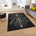 Goth Decor Rug, Dark Fantasy Art Macabre Skull Design Gothic Home
