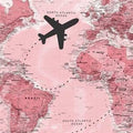 Wanderlust Map Mat, Pink World Map Art