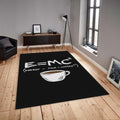 Funny Coffee Rug, E=MC2 Parody Art Science Humor Decor Kitchen