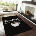 Funny Coffee Rug, E=MC2 Parody Art Science Humor Decor Kitchen