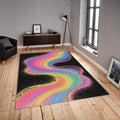 Vibrant Rainbow Rug, Colorful Sand Wave Art