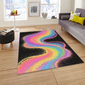 Vibrant Rainbow Rug, Colorful Sand Wave Art