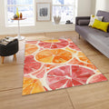 Orange Slice Rug, Colorful Grapefruit Art