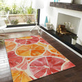 Orange Slice Rug, Colorful Grapefruit Art