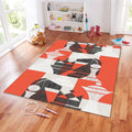 Mid Century Modern Rug, Abstract Chess Art