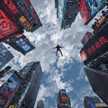 Rug, Spider-Verse Leap of Faith Cyberpunk City Art Gamer Room