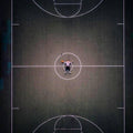 Minimalist Basketball Court Rug, Aerial View Art