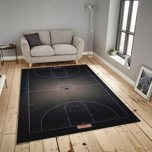 Minimalist Basketball Court Rug, Aerial View Art