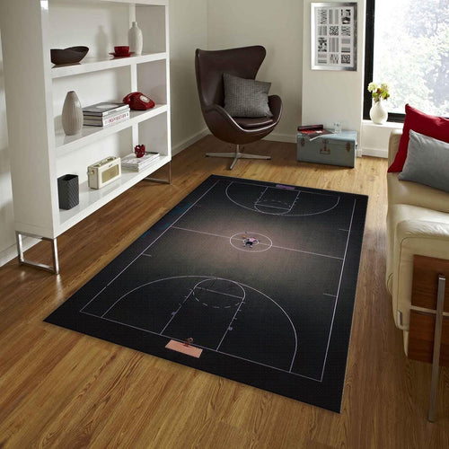Minimalist Basketball Court Rug, Aerial View Art
